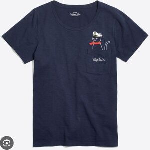 ISO IN SEARCH OF JCrew Collector Tee Captain Kitty Navy Cat Size L XL
